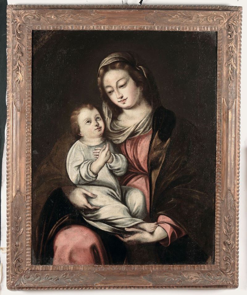 Scuola del XVII secolo Madonna con Bambino  - Asta Antiquariato e Dipinti Antichi - I - Cambi Casa d'Aste