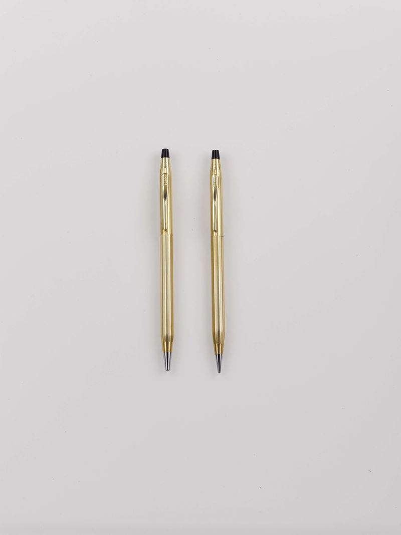Cross gold plated pencil and gold plated ballpoint  - Auction Fine Jewels - Cambi Casa d'Aste