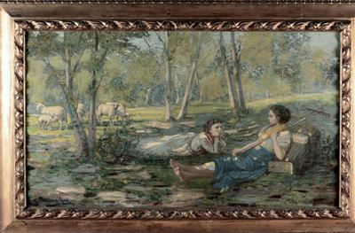 Giuseppe Pennasilico (1861-1940)paesaggio con Figure