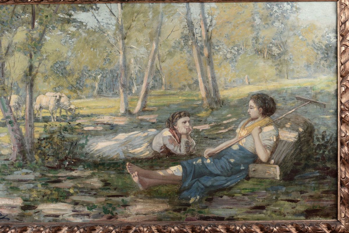 Giuseppe Pennasilico (1861-1940)paesaggio con Figure