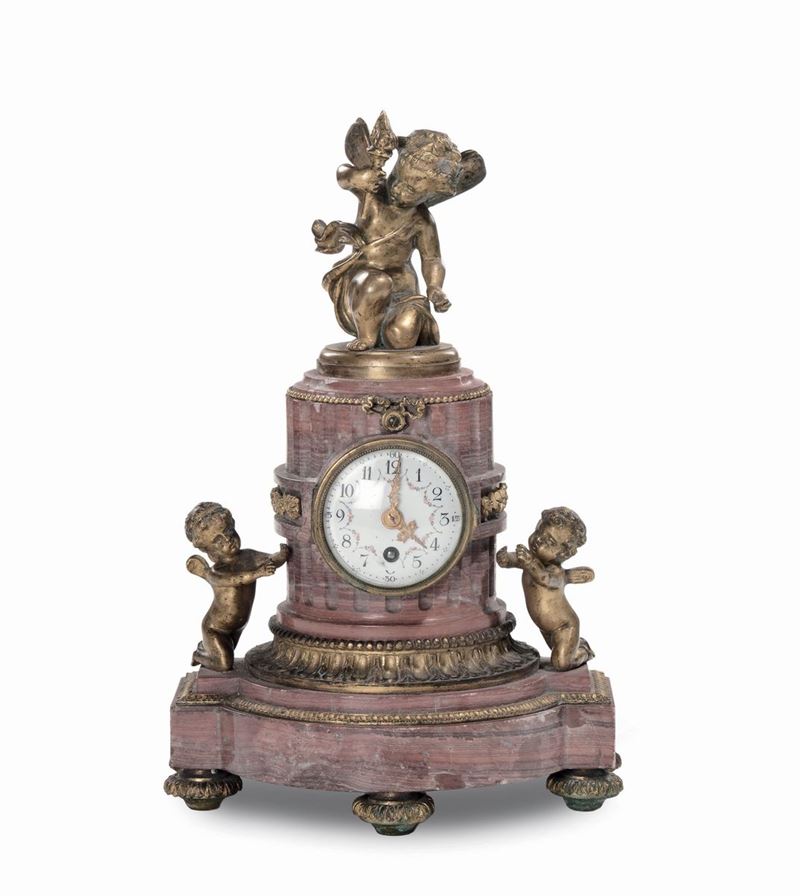 Pendolina Napoleone III in marmo e bronzo dorato  - Auction Antique and Old Masters - I - Cambi Casa d'Aste