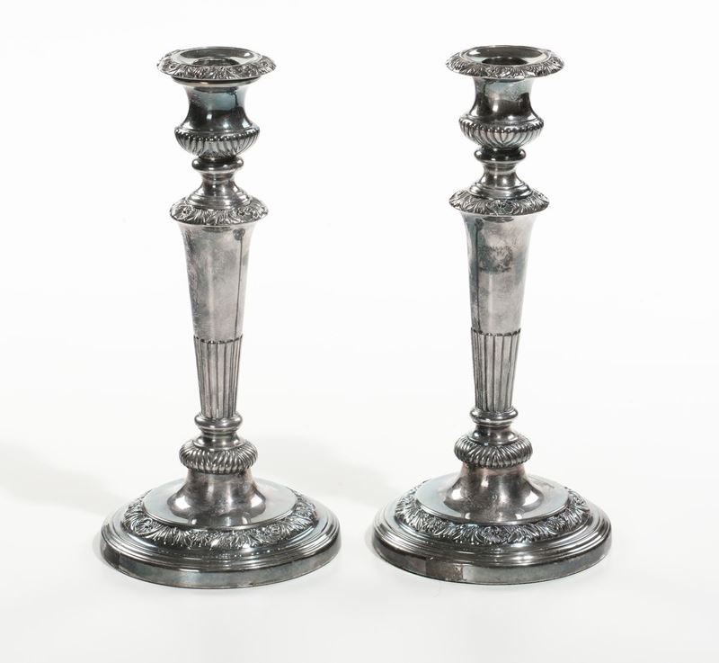 Coppia di candelieri in argento  - Auction Antique and Old Masters - I - Cambi Casa d'Aste