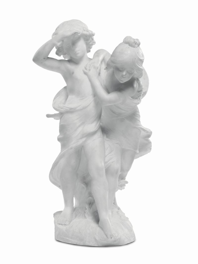 Scultura in marmo bianco scolpito con due bimbi, XX secolo  - Asta Antiquariato e Dipinti Antichi - I - Cambi Casa d'Aste