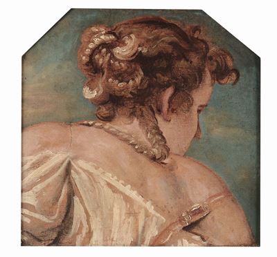 Scuola Italiana del XVII Secolo, Ambito Veroneseritratto Femminile di Schiena