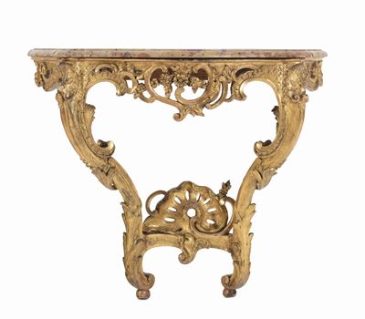 Console a Goccia in Legno Intagliato e Dorato, XIX Secolo