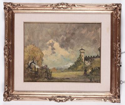 Mario Gachet (1879-1981)paesaggio con Castello