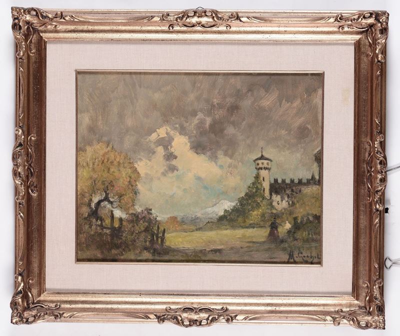 Mario Gachet (1879-1981) Paesaggio con castello  - Auction Antique and Old Masters - I - Cambi Casa d'Aste