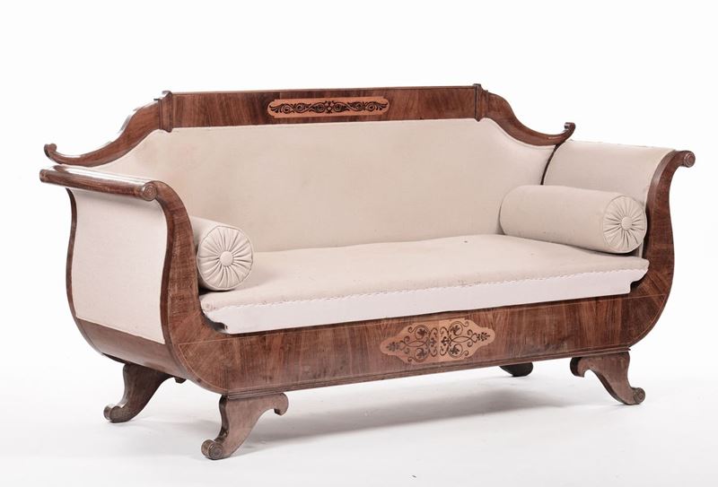 Divano Carlo X lastronato ed intarsiato  - Auction Antique and Old Masters - I - Cambi Casa d'Aste