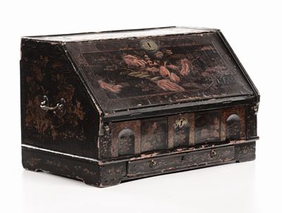 Monetiere da Viaggio Ebanizzato e Laccato a Chinoiseries, XVII-XIX Secolo