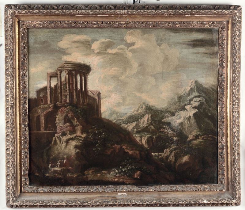 Scuola Romana del XVIII secolo Paesaggio  - Asta Antiquariato e Dipinti Antichi - I - Cambi Casa d'Aste