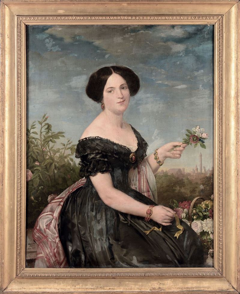 Clemente Alberi (1812-1850) Ritratto di Signora, 1853  - Auction Antique and Old Masters - I - Cambi Casa d'Aste