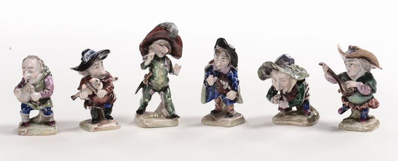 Sei personaggi in porcellana policroma, Capodimonte  - Asta Antiquariato e Dipinti Antichi - I - Cambi Casa d'Aste