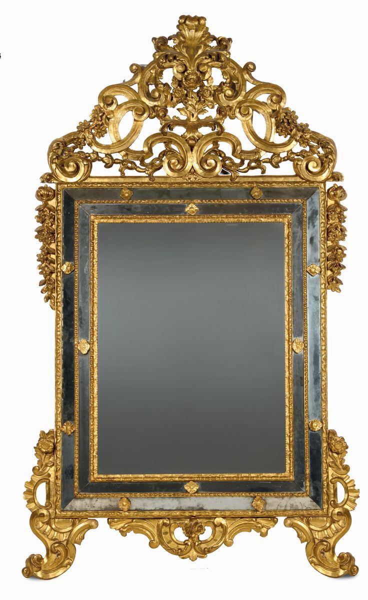 Specchiera in legno intagliato e dorato, Piemonte XVIII secolo  - Auction Antique and Old Masters - I - Cambi Casa d'Aste