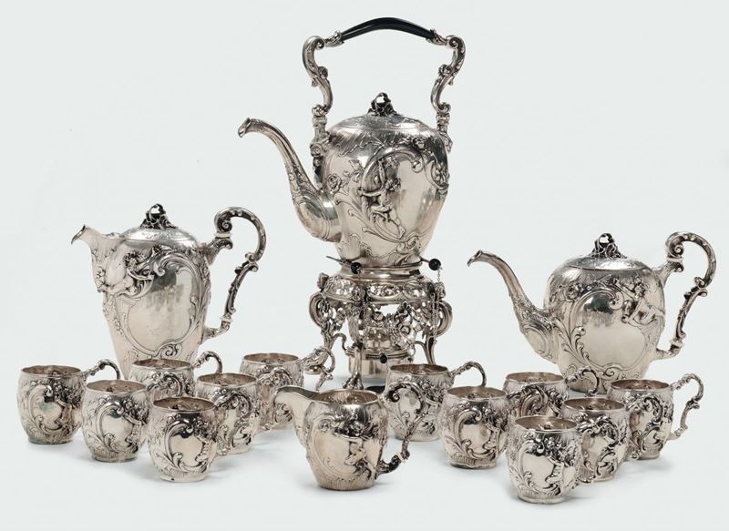 A large silver tea and coffee set, German marks on the mugs, Germany, 20th century  - Auction Fine Silvers - I - Cambi Casa d'Aste