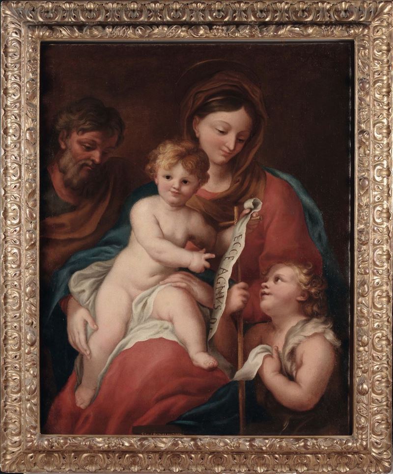 Anton Maria Piola (Genova 1654-1715) Madonna con il Bambino e San Giovannino  - Asta Dipinti Antichi - Cambi Casa d'Aste