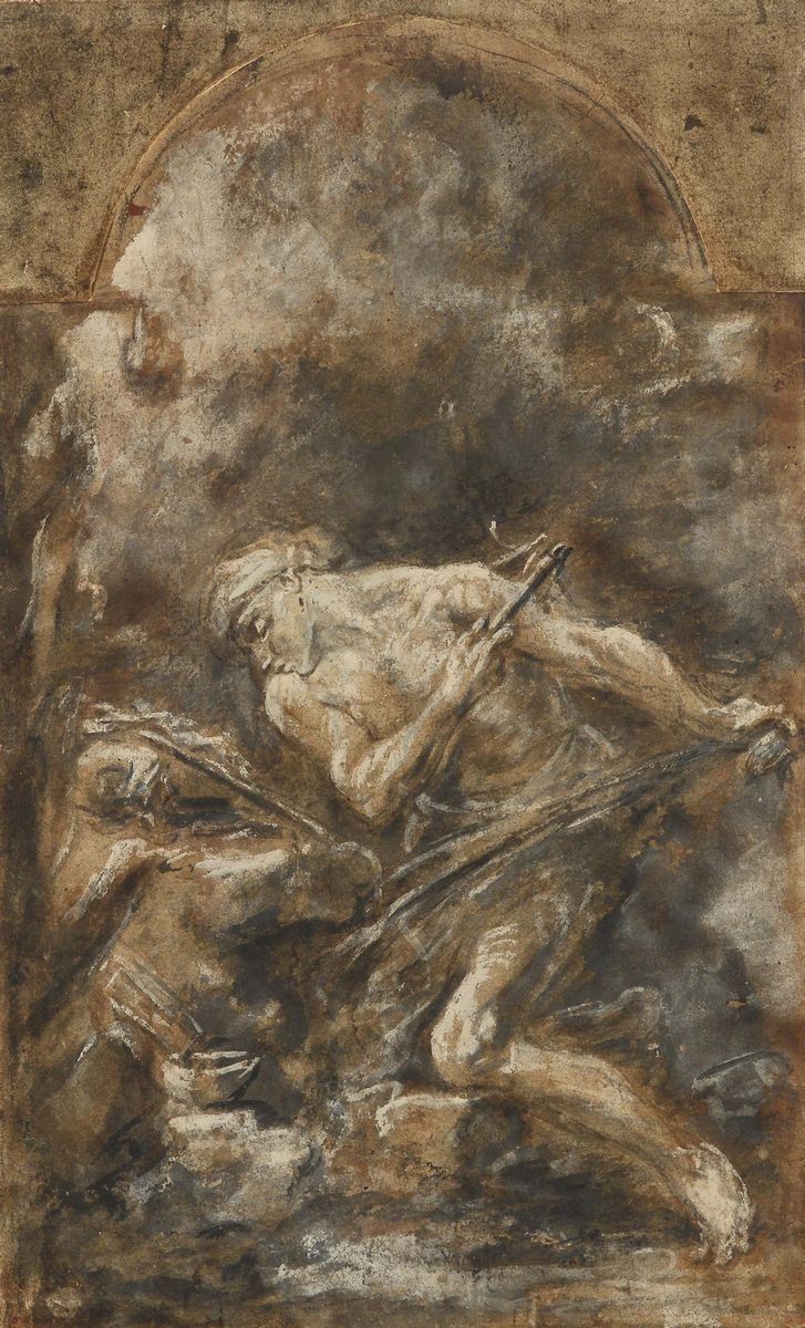 Alessandro Magnasco (Genova 1667-1749) Santo penitente  - Asta Disegni Antichi - II - Cambi Casa d'Aste