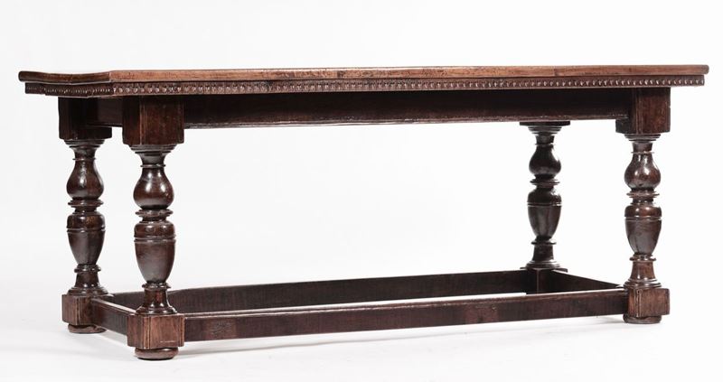 Tavolo in noce con piano rettangolare, XIX secolo  - Auction Antique and Old Masters - I - Cambi Casa d'Aste