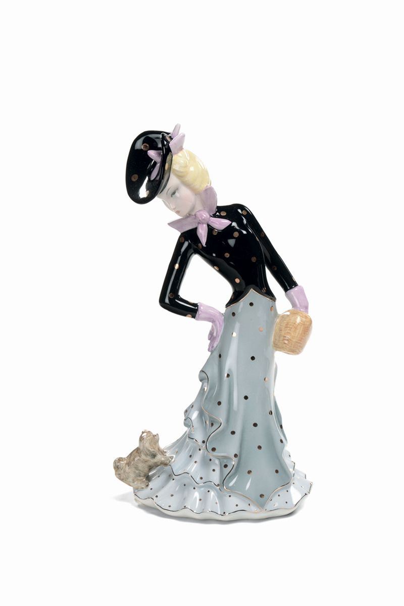 Lenci - Torino Damina con cane  - Auction Decorative arts of the twentieth century - II - Cambi Casa d'Aste