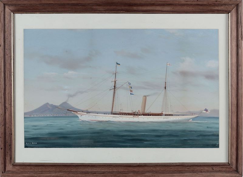 Antonio de Simone (1851-1907) A.Y.S. Roma nel golfo di Napoli  - Asta Antiquariato e Dipinti Antichi - I - Cambi Casa d'Aste