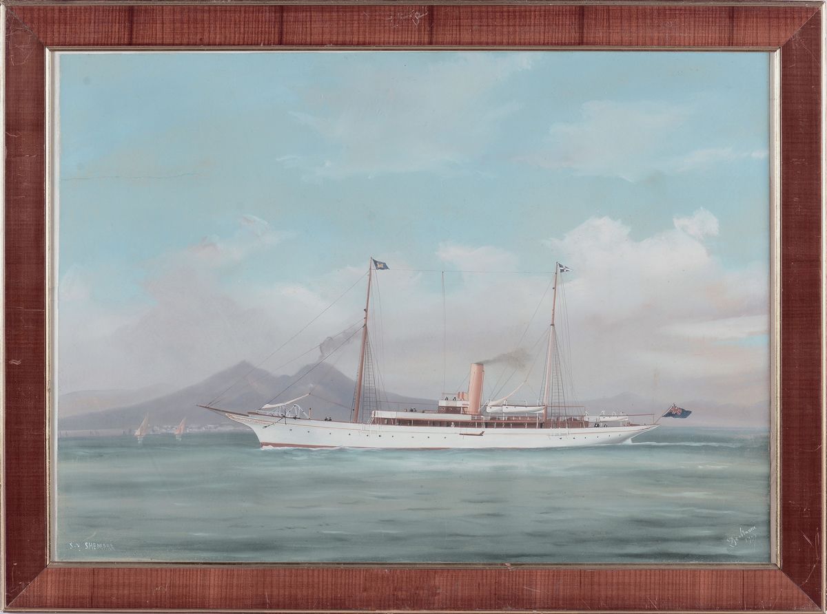 Antonio De Simone (1851-1907)s. Y. Shemara nel Golfo di Napoli