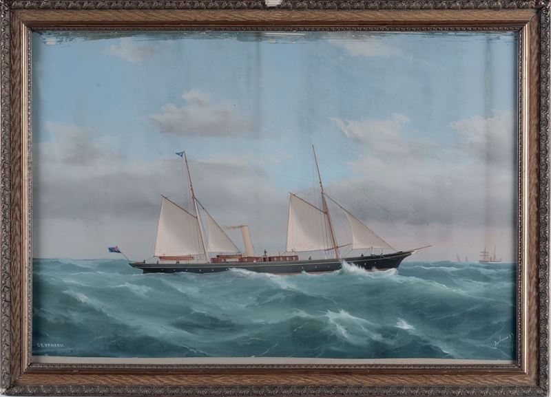 Antonio de Simone (1851-1907) Ritratto della nave S.Y. Vanadis  - Asta Antiquariato e Dipinti Antichi - I - Cambi Casa d'Aste