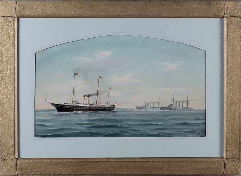 Antonio de Simone (1851-1907) The Royal yacht Victoria and Albert  - Asta Antiquariato e Dipinti Antichi - I - Cambi Casa d'Aste