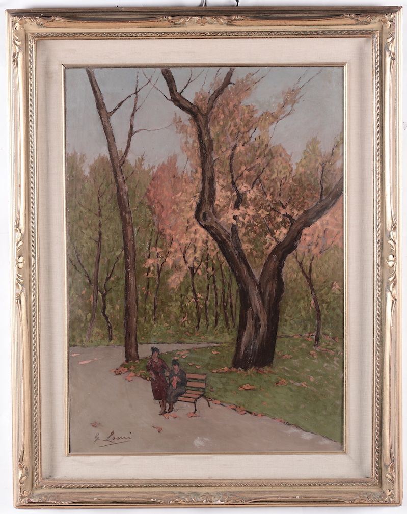 Giovanni Lomi (1889-1969), nei modi di Giardini pubblici  - Auction Paintings online auction - Cambi Casa d'Aste