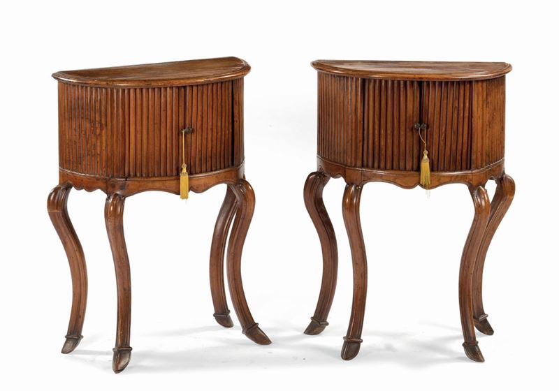 Coppia di comodini a demilune, XIX secolo  - Auction Antique and Old Masters - I - Cambi Casa d'Aste