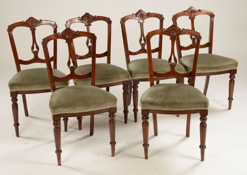 Sei seggiole in legno intagliato  - Asta Antiquariato e Dipinti Antichi - I - Cambi Casa d'Aste
