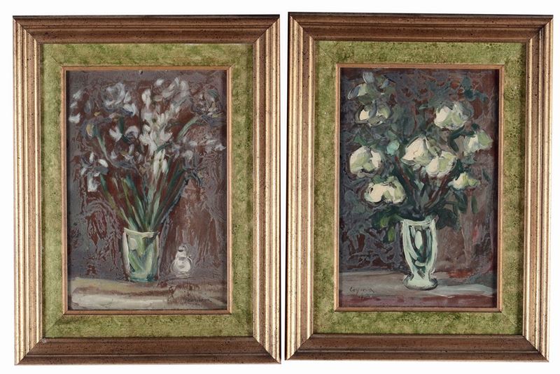 Antonio Corpora (1909-2004) Coppia di nature morte  - Asta Arredi dalle dimore degli eredi Ercole Marelli e altre provenienze - Cambi Casa d'Aste