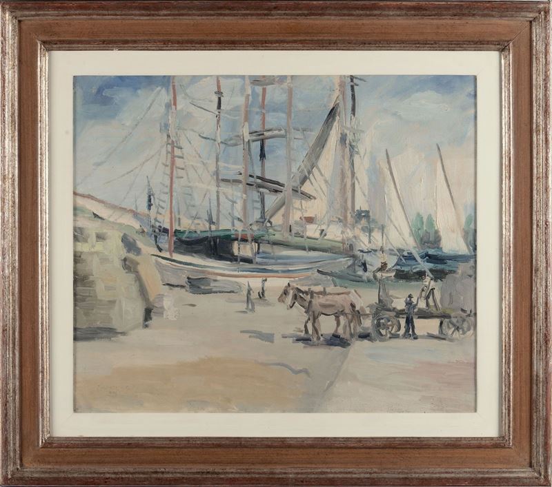 Antonio Corpora (1909-2004) Porto di Tunisi, 1937  - Auction Paintings Timed Auction - Cambi Casa d'Aste