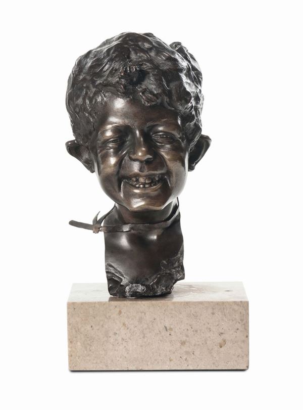 Testa di scugnizzo in bronzo