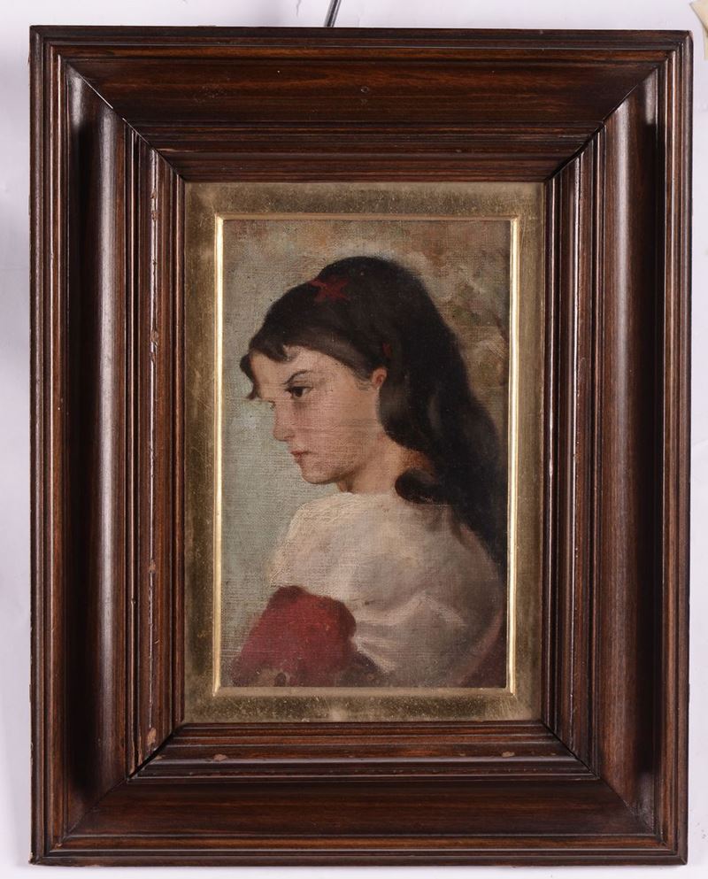 Anonimo del XIX secolo Ritratto di fanciulla  - Asta Arredi dalle dimore degli eredi Ercole Marelli e altre provenienze - Cambi Casa d'Aste