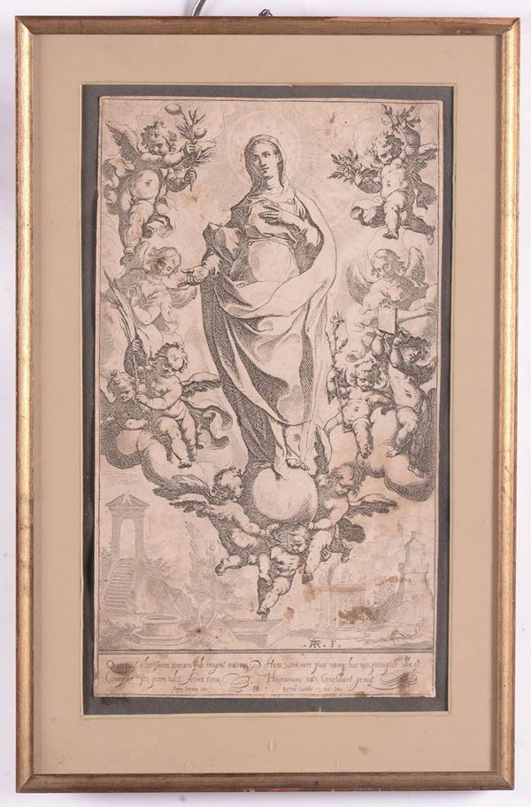 Incisione raffigurante Madonna, XVIII secolo