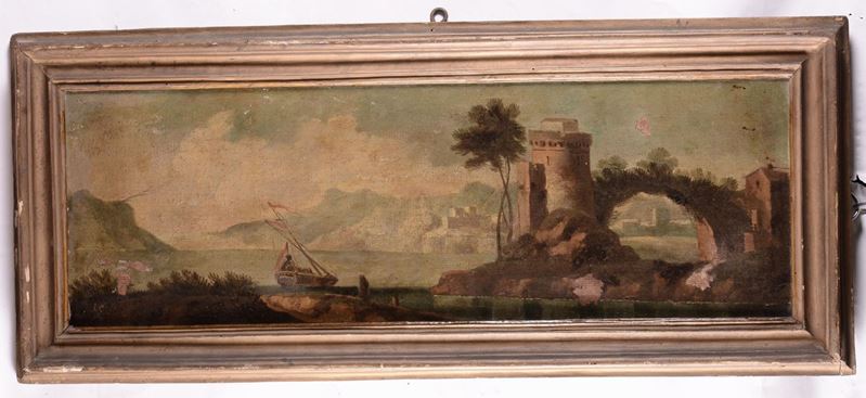 Scuola del XVIII secolo Lago con rovine  - Asta Antiquariato e Dipinti Antichi - I - Cambi Casa d'Aste