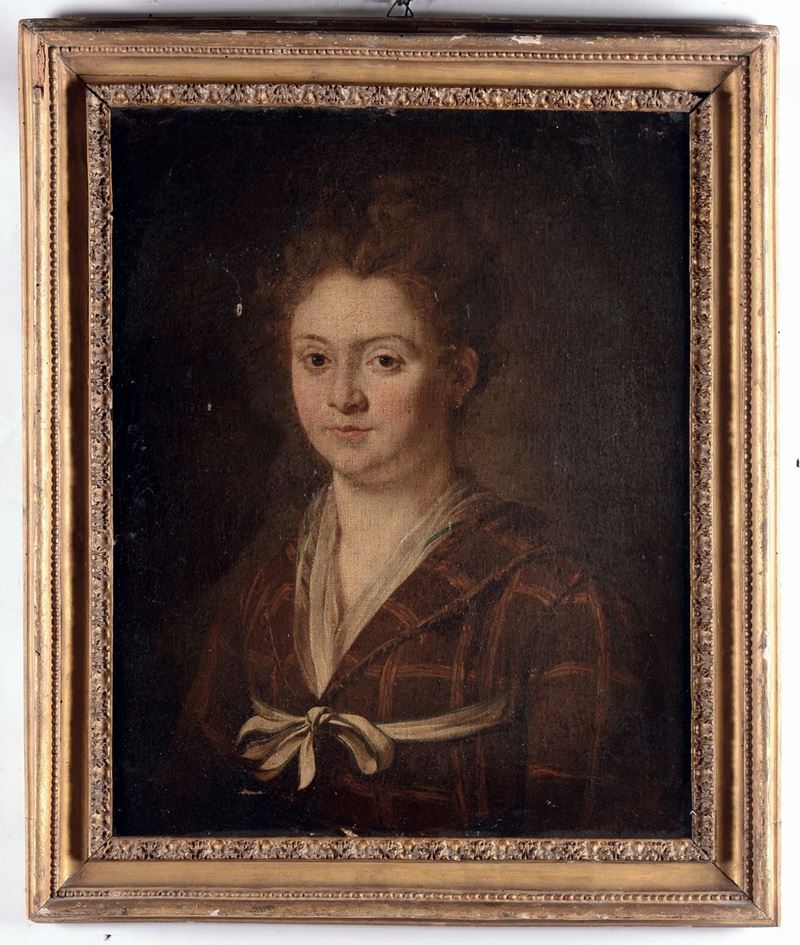 Scuola del XVIII secolo Ritratto femminile  - Auction Furnishings from the mansions of the Ercole Marelli heirs and other property - Cambi Casa d'Aste