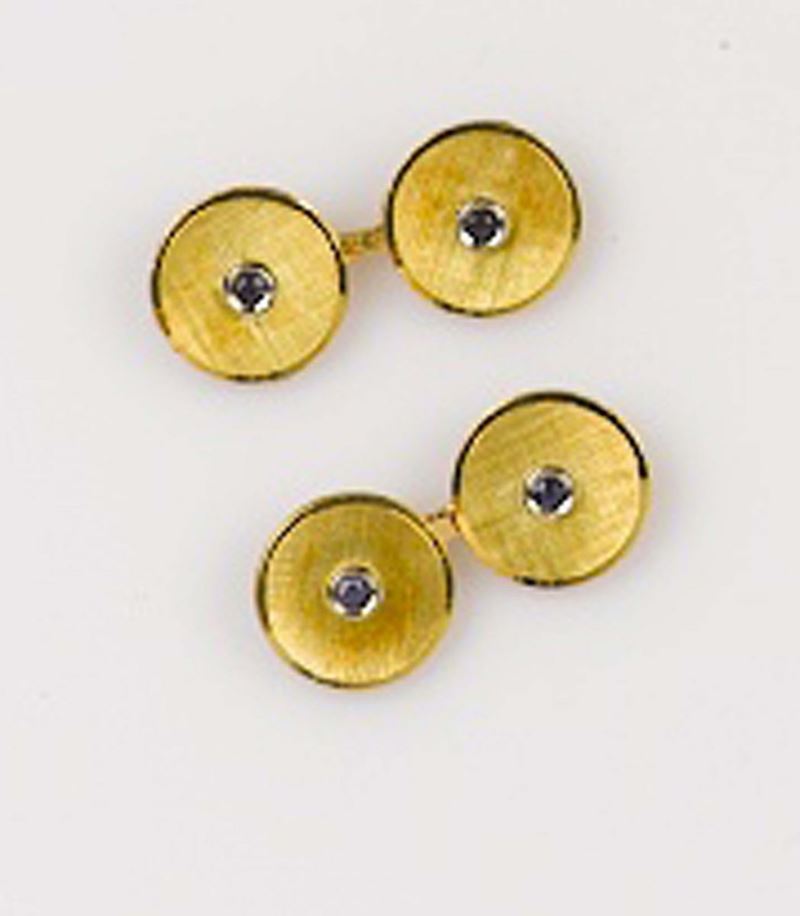 A pair of sapphire and gold cufflinks  - Auction Fine Jewels - II - Cambi Casa d'Aste