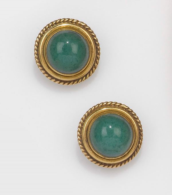 A pair of aventurine cabochon earrings