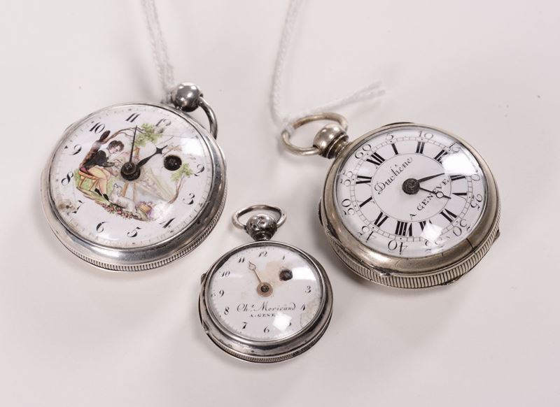 Lotto di tre orologi da tasca, scappamento a verga. Svizzera/Francia XVIII secolo  - Auction Antique and Old Masters - I - Cambi Casa d'Aste
