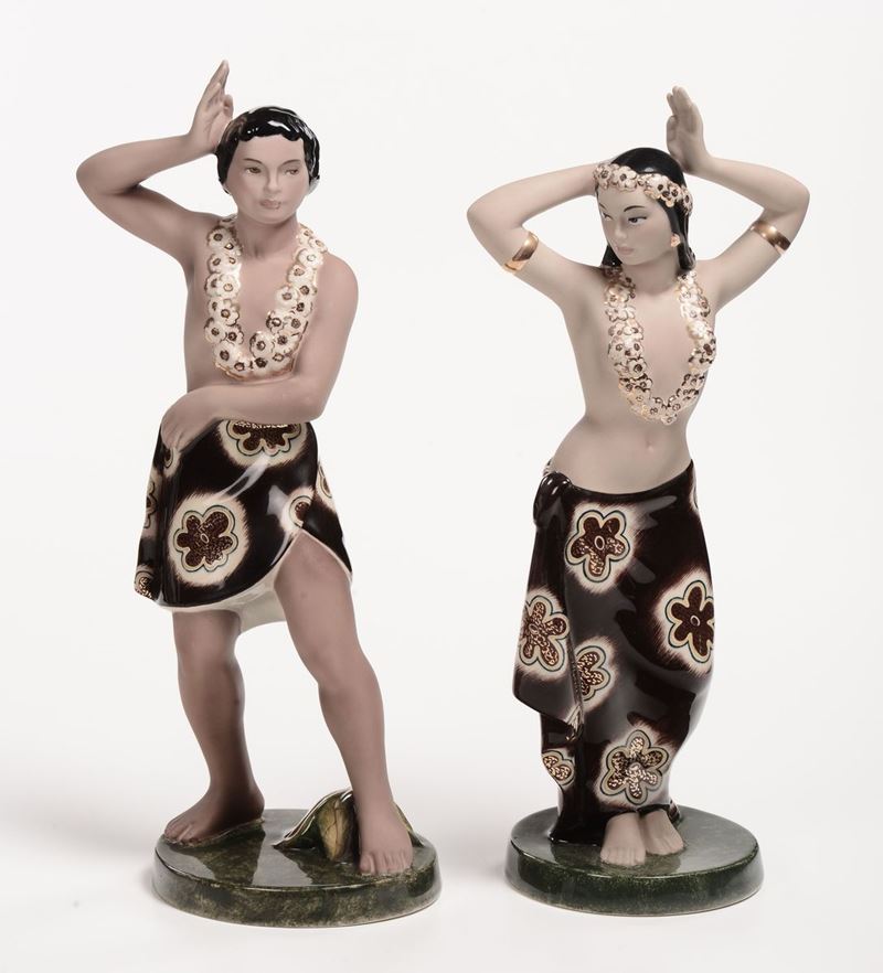 BI.GI. - Torino Coppia di danzatori hawaiani  - Auction 20th Century Decorative Arts - II - Cambi Casa d'Aste