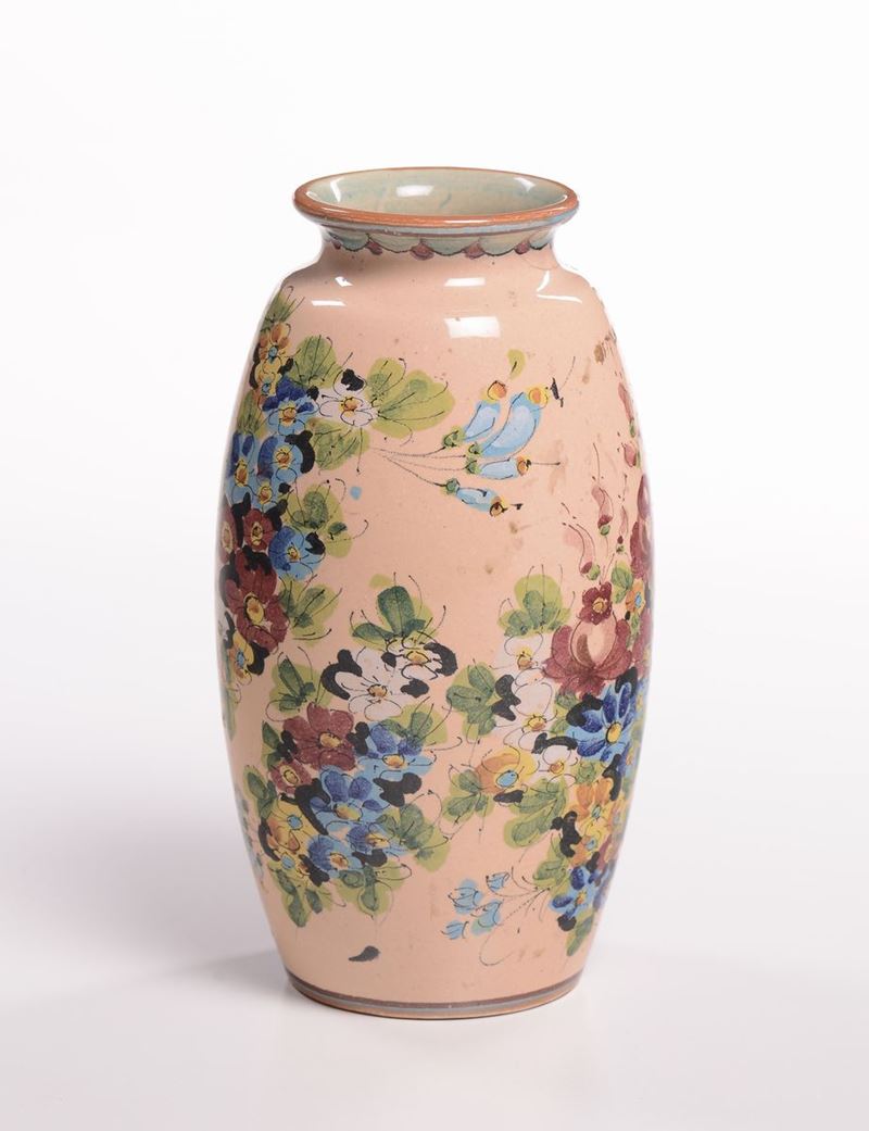 Vaso in ceramica decorato con motivo floreale e firmato Morelli  - Asta Antiquariato e Dipinti Antichi - I - Cambi Casa d'Aste
