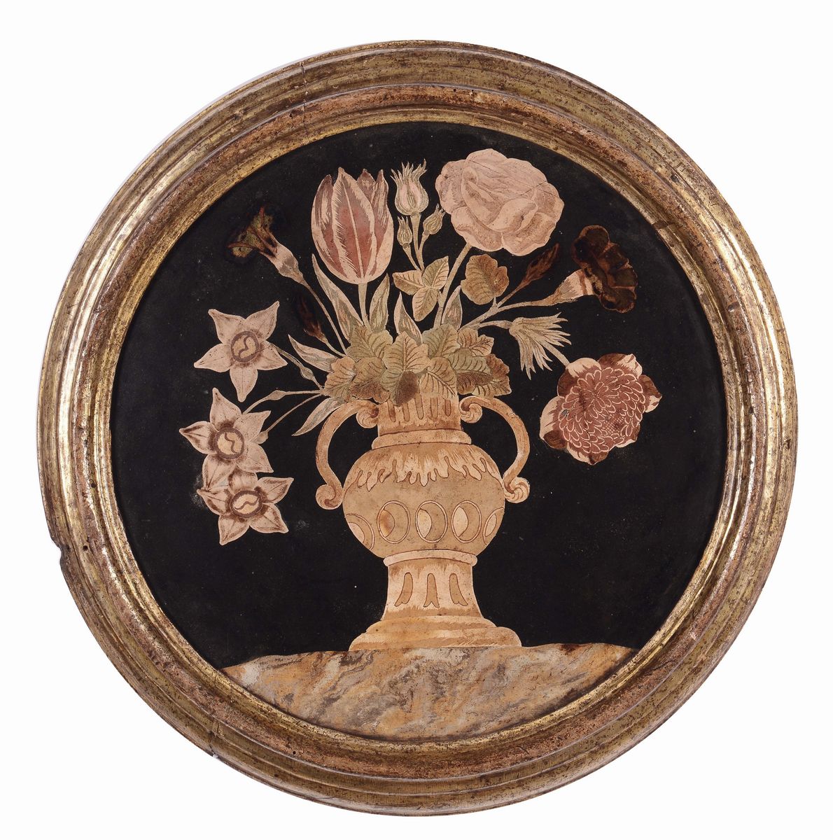 Coppia di Pannelli in Scagliola Decorati con Vasi di Fiori, XVIII Secolo