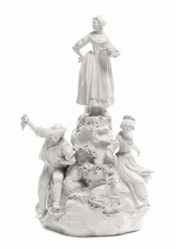 Gruppo in ceramica Capodimonte con personaggi, XIX secolo