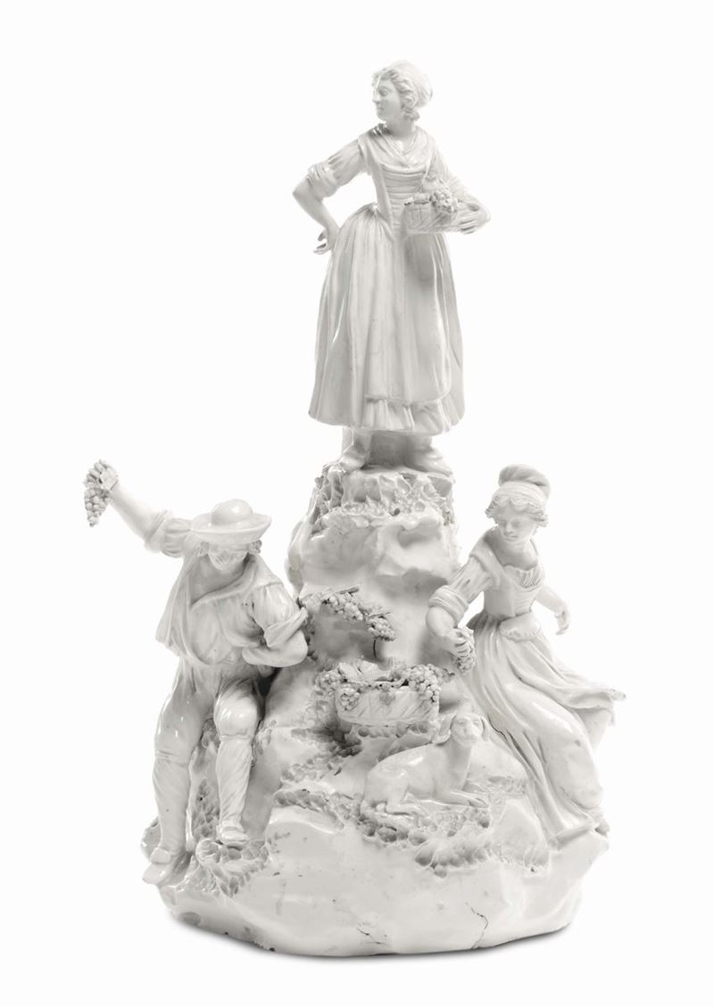 Gruppo in ceramica Capodimonte con personaggi, XIX secolo  - Auction Furnishings from the mansions of the Ercole Marelli heirs and other property - Cambi Casa d'Aste