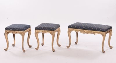 Tre Panchette in Legno Intagliato e Dorato