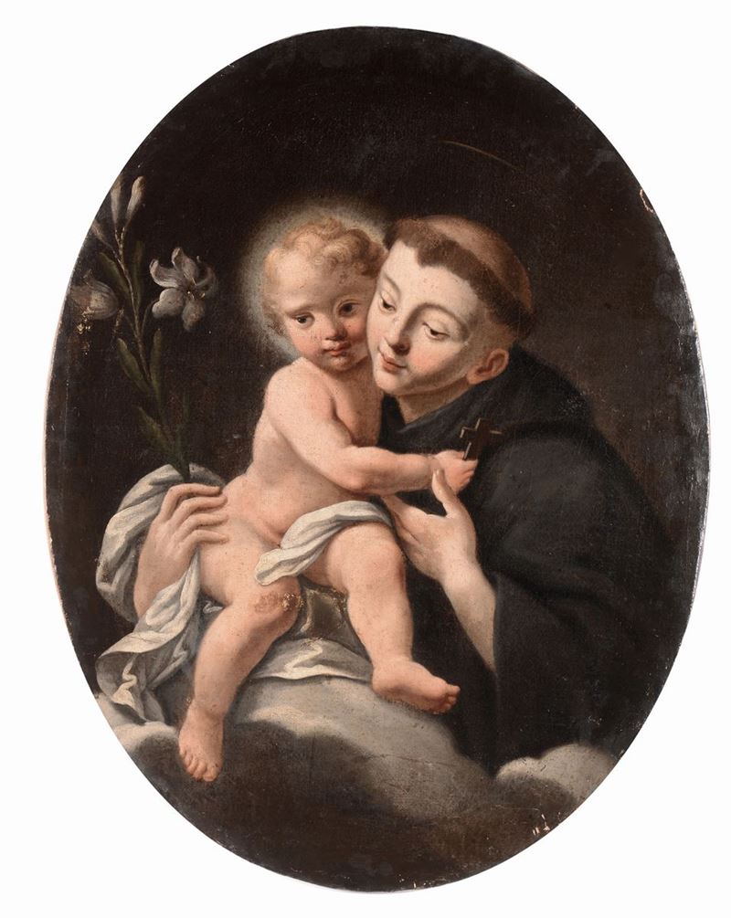 Scuola del XVIII secolo Sant'Antonio con Bambino  - Asta Antiquariato e Dipinti Antichi - I - Cambi Casa d'Aste