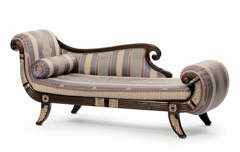 Dormeuse in legno intagliato e dorato, XIX secolo  - Asta Antiquariato e Dipinti Antichi - I - Cambi Casa d'Aste