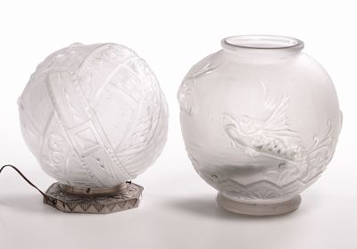 Lotto Composto da Lampada da Tavolo in Cristallo e Vaso