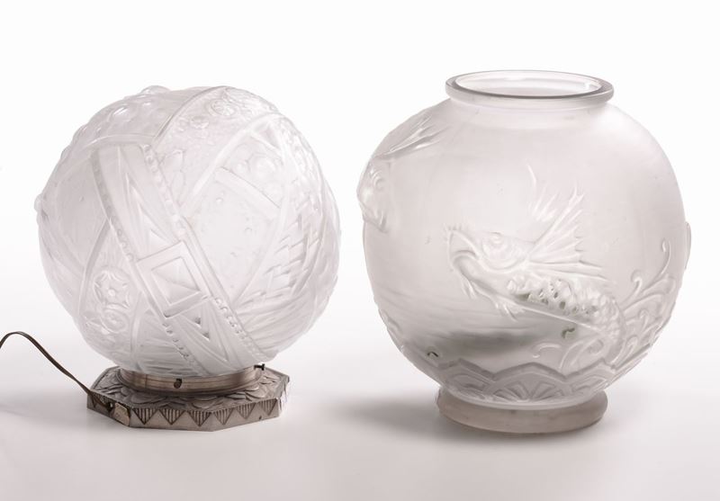 Lotto composto da lampada da tavolo in cristallo e vaso  - Asta Antiquariato e Dipinti Antichi - I - Cambi Casa d'Aste