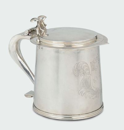 Tankard in Argento, Punzone Dell'argentiere Pb Entro Cornice Ottagonale, Londra 1661